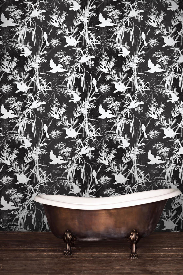 Ivory Birds in Flight Peel and Stick Wallpaper MD10014 - Mayflower Wallpaper
