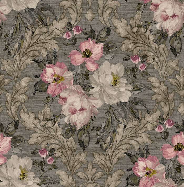 Painted Flowers Damask MF40300 - Mayflower Wallpaper