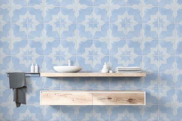 Star Tile Peel and Stick Wallpaper Periwinkle MD00089 - Mayflower Wallpaper