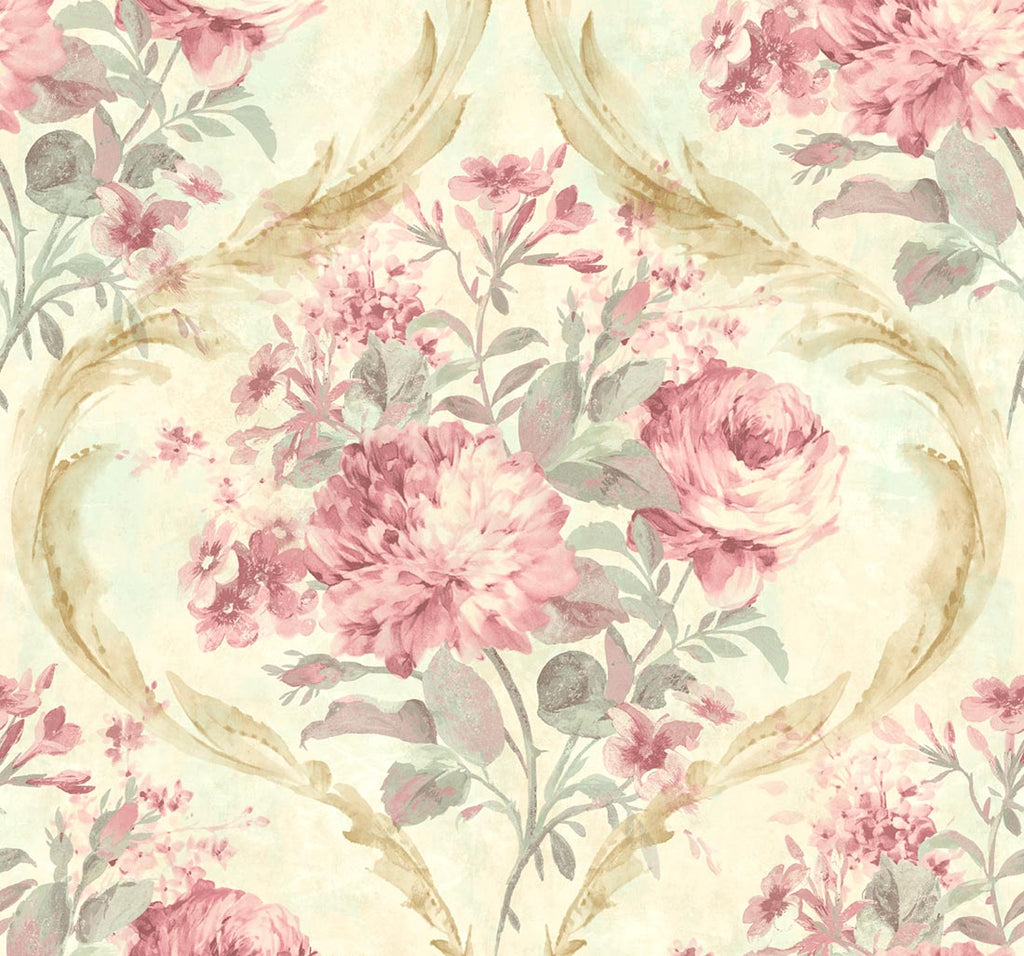 Pink and Gray Floral Wallpaper Mayflower Wallpaper