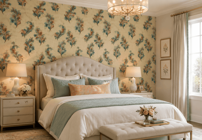 Scarlett O'Hara Victorian Floral Wallpaper in Gold MF81102 - Mayflower Wallpaper