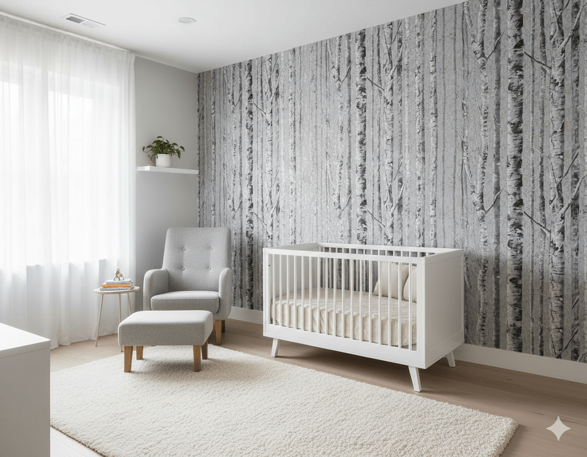 Birch Moonlight FJ41609 - Mayflower Wallpaper