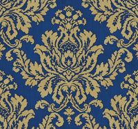 Blue gold grand Victorian Damask Verona MF81628 - Mayflower Wallpaper