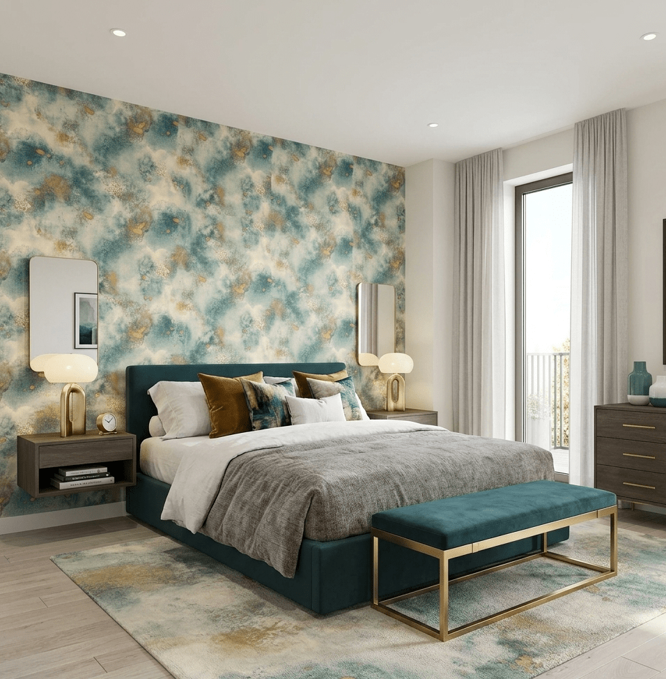 Bronze Painterly Wallpaper Space Oddity FJ040103 - Mayflower Wallpaper