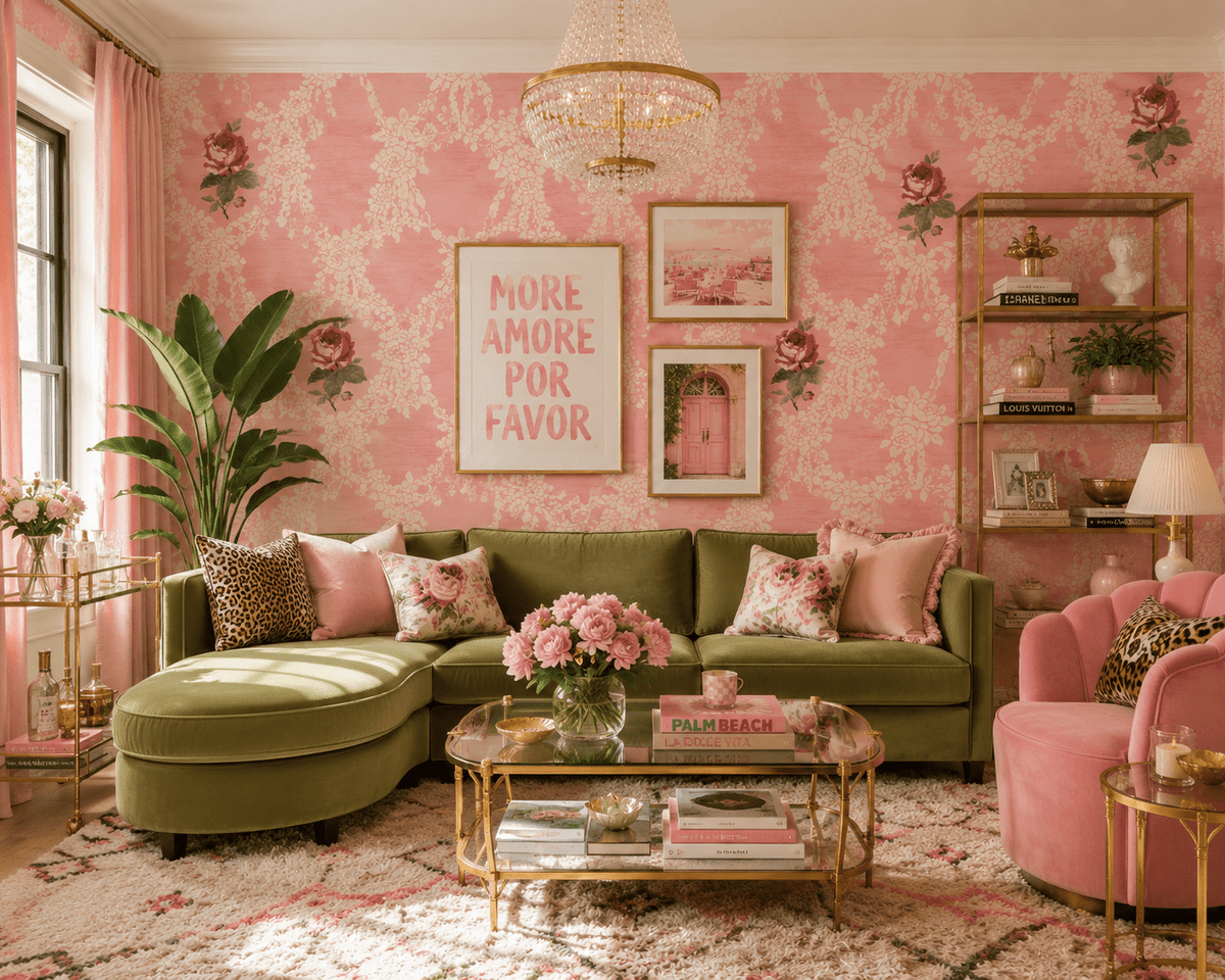 Cameo Rose Victorian Floral Wallpaper in Pink MF20269 - Mayflower Wallpaper