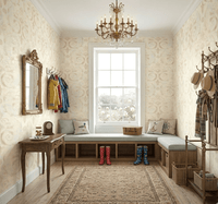 Casimir Victorian Damascus Wallpaper in Gold & Aquamarine MF50702 - Mayflower Wallpaper
