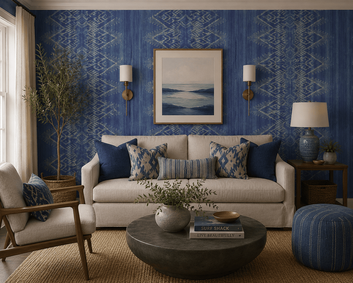 Cobalt Abstract Wallpaper Provender MF70702 - Mayflower Wallpaper