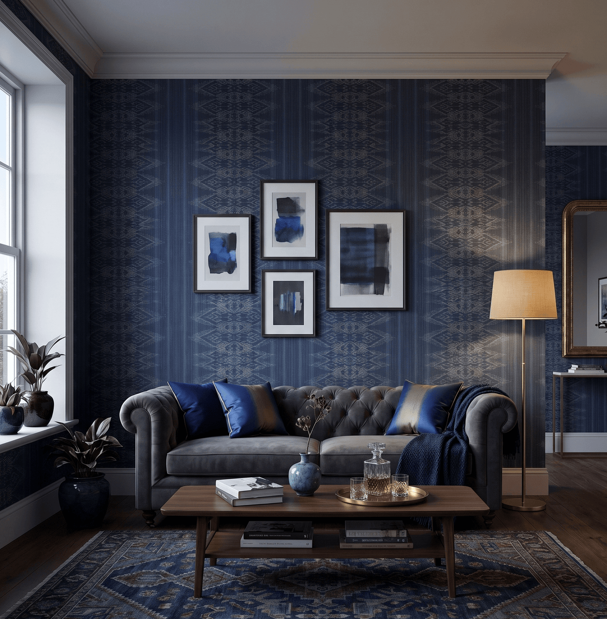 Cobalt Abstract Wallpaper Provender MF70702 - Mayflower Wallpaper