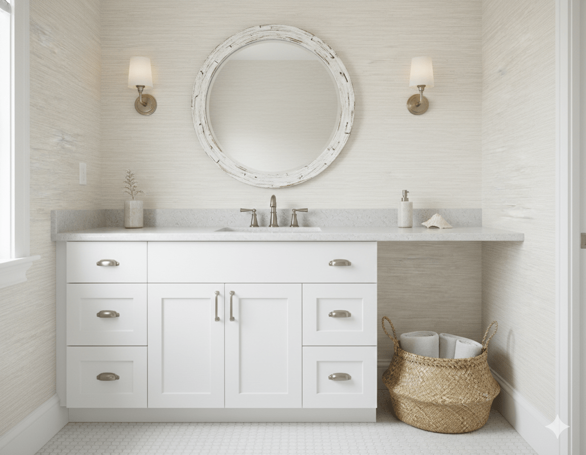 Cream Faux Grasscloth Wallpaper – Flax & Vanilla Weave FJ40168 - Mayflower Wallpaper