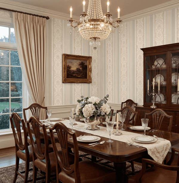 Cushing Victorian Ornate Wallpaper in Blue & Gray MF60608 - Mayflower Wallpaper