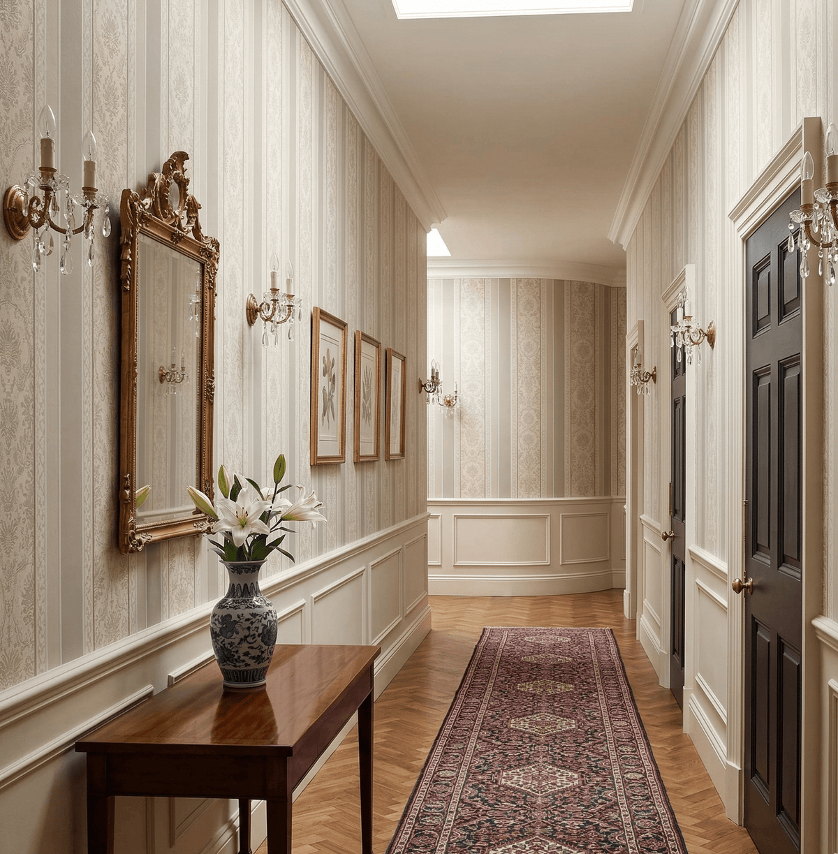 Cushing Victorian Ornate Wallpaper in Blue & Gray MF60608 - Mayflower Wallpaper