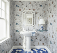 Embossed Floral Finch Wallpaper – Mineral Blue & Amber FJ40909 - Mayflower Wallpaper