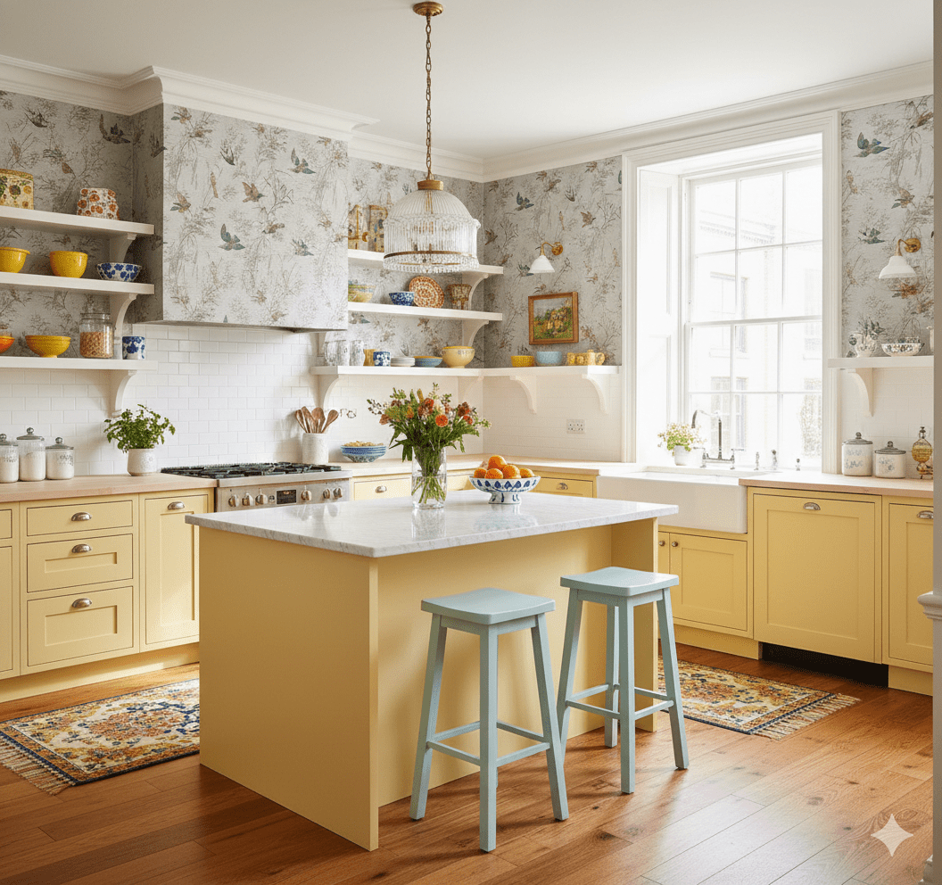 Embossed Floral Finch Wallpaper – Mineral Blue & Amber FJ40909 - Mayflower Wallpaper