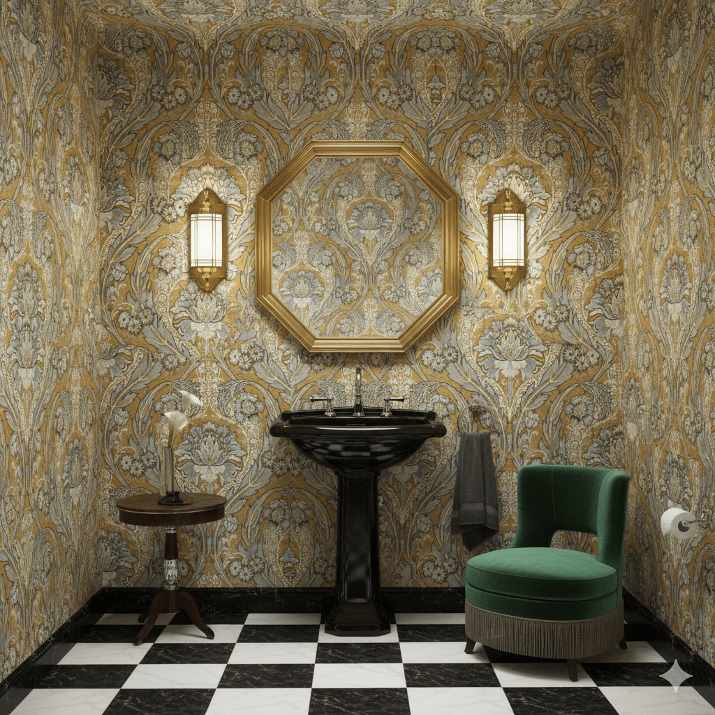 Gold Peel and Stick Wallpaper Morrissey MFW10806 - Mayflower Wallpaper