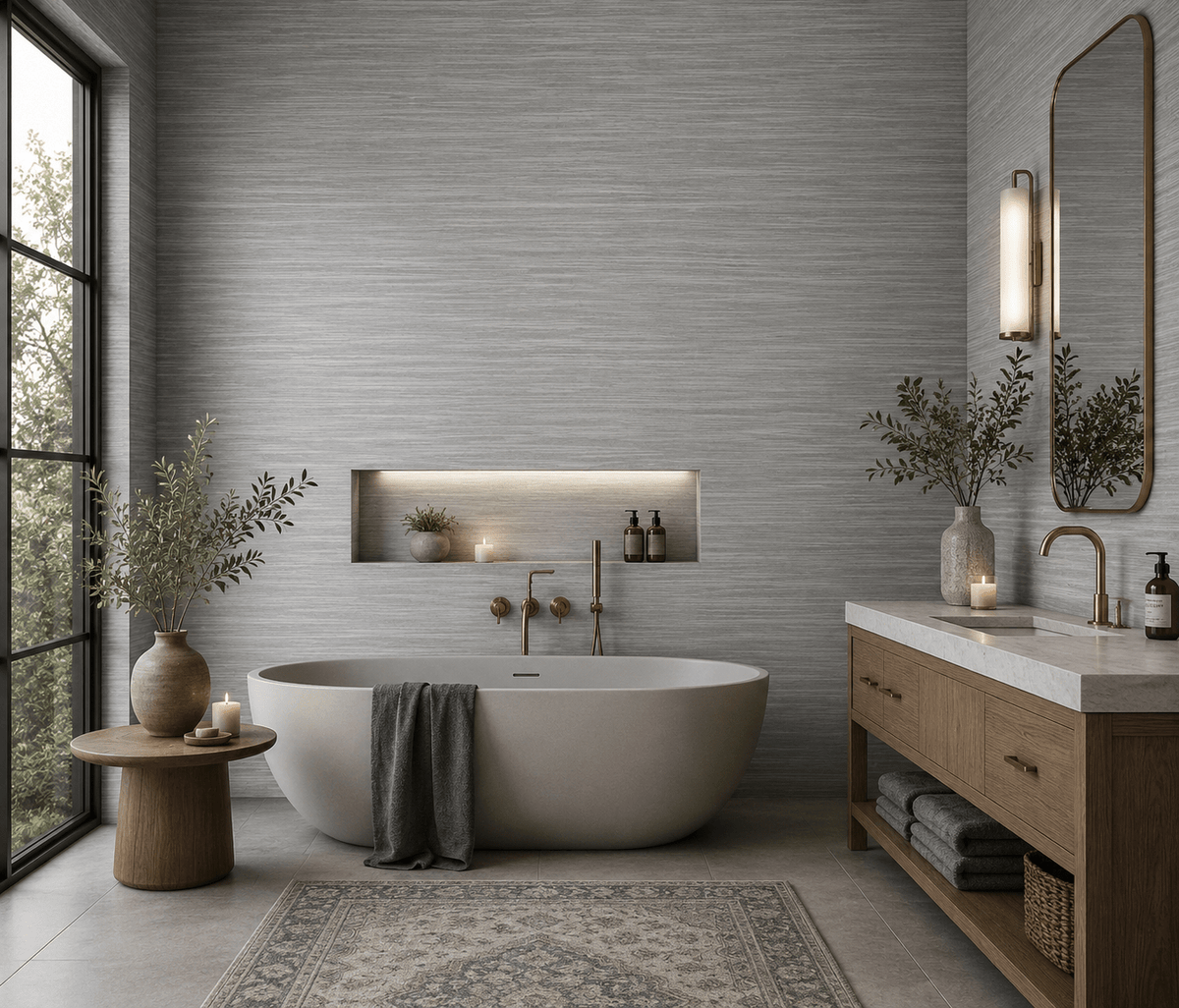 Gray Modern Stripe Wallpaper Carrara FJ40409 - Mayflower Wallpaper