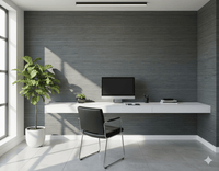 Gunmetal Faux Grasscloth Wallpaper – Metallic Timberwolf FJ40180 - Mayflower Wallpaper