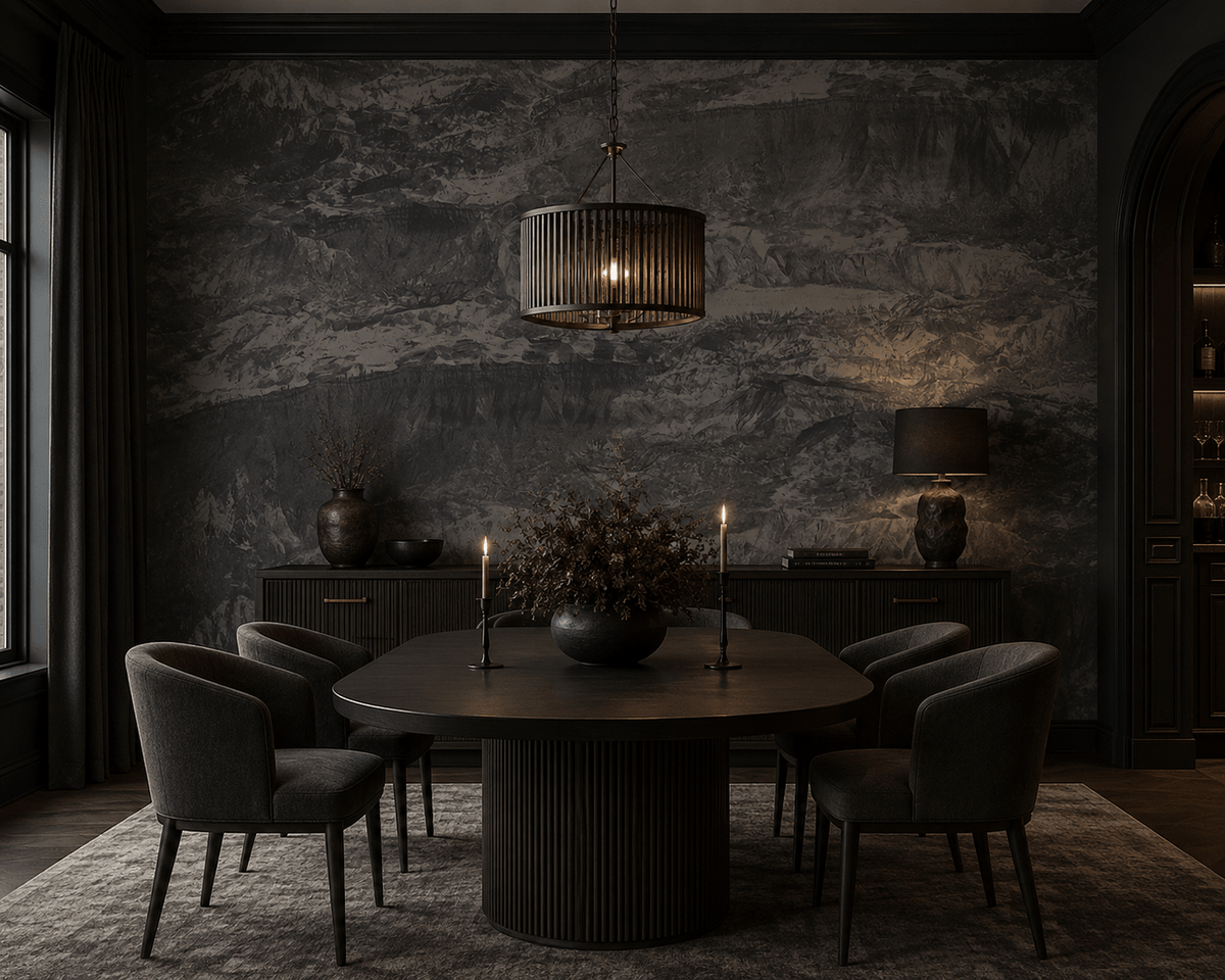 Gunmetal Painterly Wallpaper Canyon FJ000209 - Mayflower Wallpaper