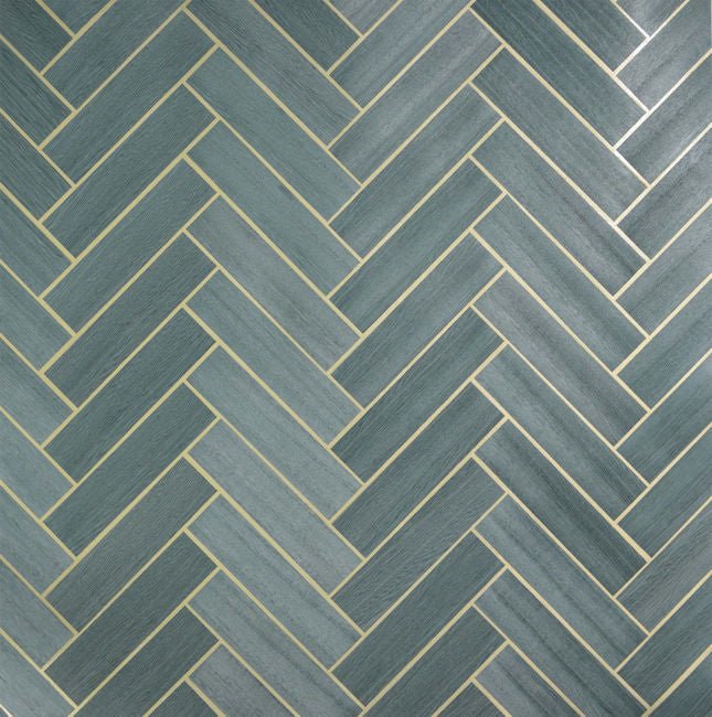 Handsome Grasscloth Tile Chevron in Teal NS51604 - Mayflower Wallpaper