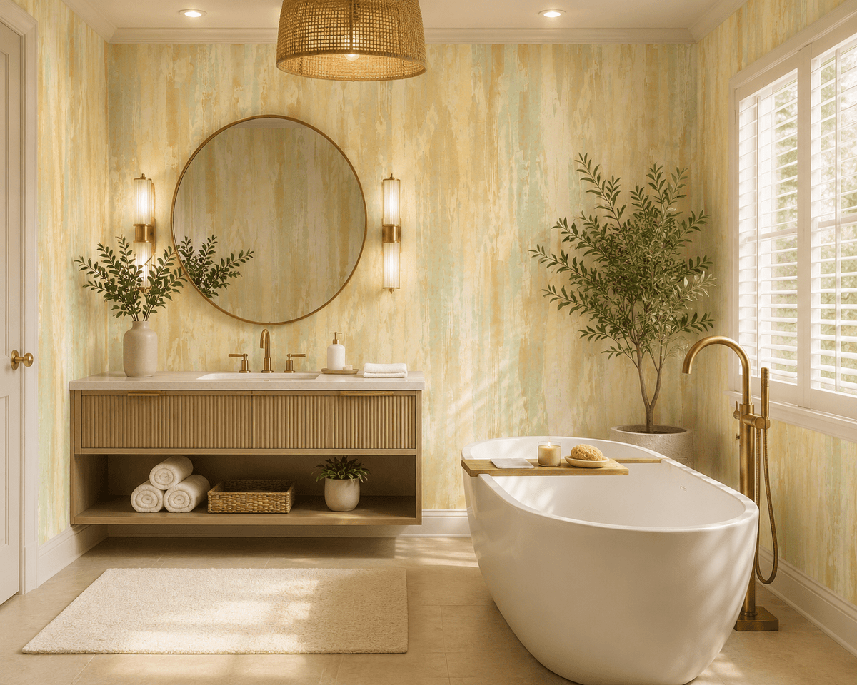 Honey Gold Warm Minimalist Wallpaper Sierra Nevada MF51402 - Mayflower Wallpaper