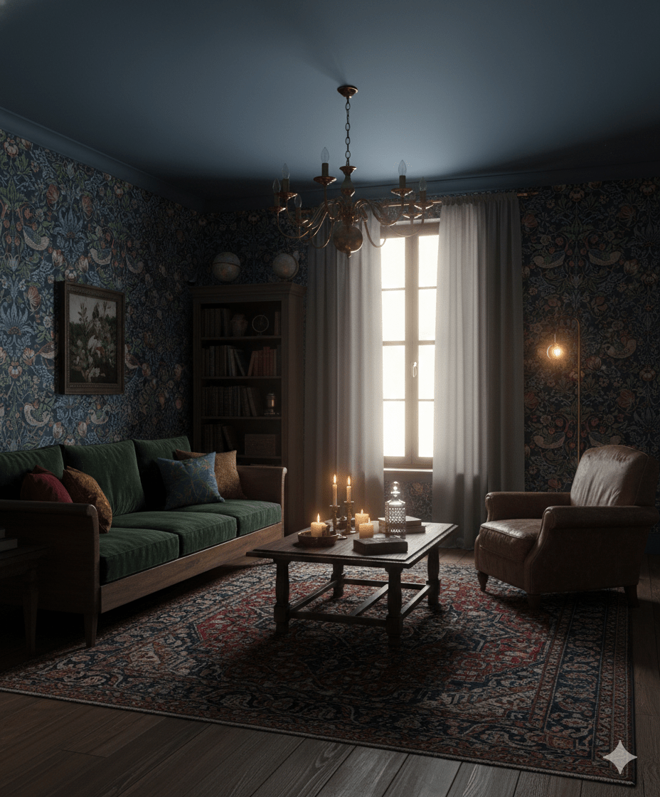 Indigo blue Arts & Craft Strawberry Thief AC41112 - Mayflower Wallpaper