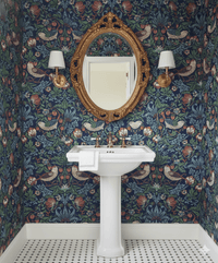 Indigo blue Arts & Craft Strawberry Thief AC41112 - Mayflower Wallpaper