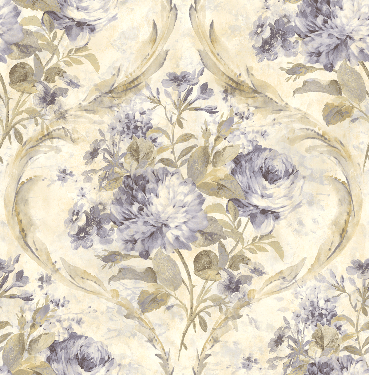 Yasmine Victorian Floral Wallpaper in Navy & Bronze MF50906
