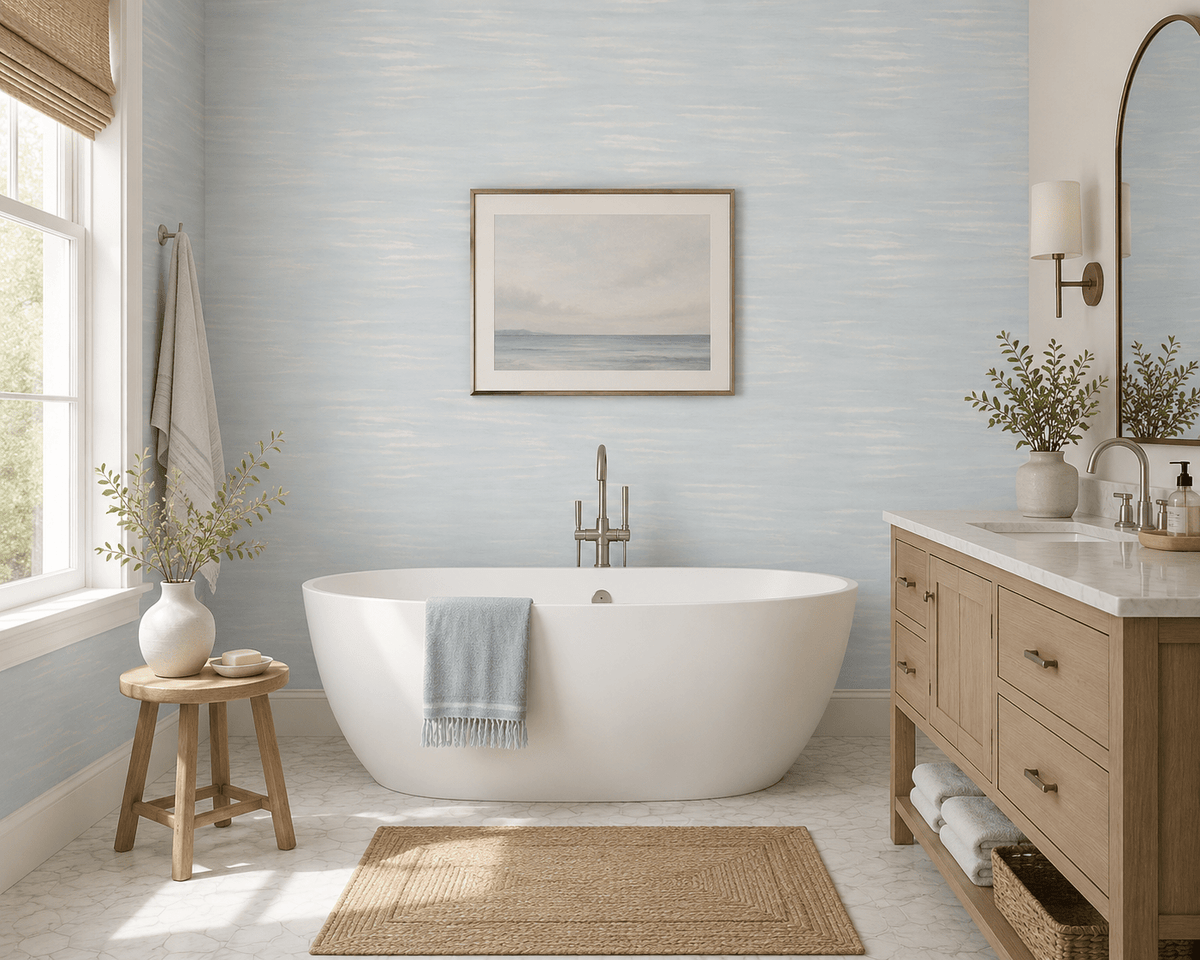 Mineral Blue Watercolor Wallpaper Saltwater FJ30704 - Mayflower Wallpaper