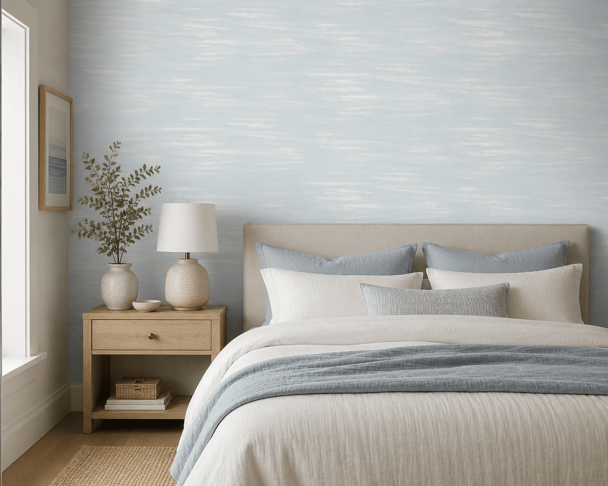 Mineral Blue Watercolor Wallpaper Saltwater FJ30704 - Mayflower Wallpaper