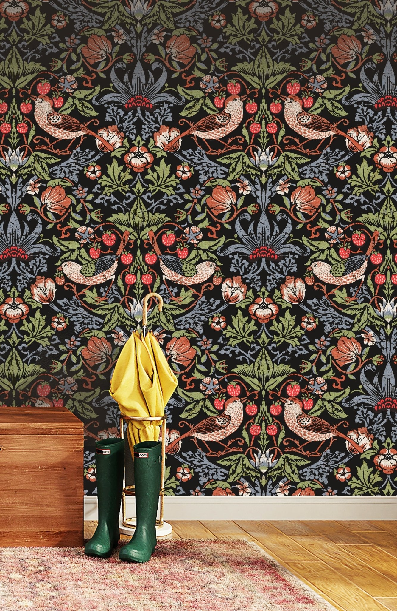 Moody Strawberry Thief Arts & Crafts Wallpaper AC41110 Moody Strawberry Thief Arts & Crafts Wallpaper AC41110