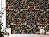 Moody Strawberry Thief Arts & Crafts Wallpaper AC41110 - Mayflower Wallpaper