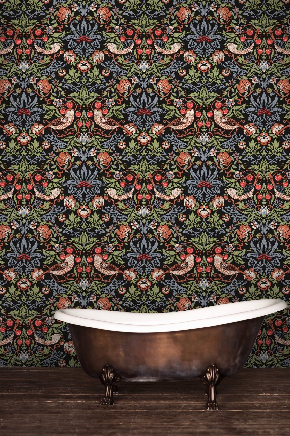 Moody Strawberry Thief Arts & Crafts Wallpaper AC41110 - Mayflower Wallpaper