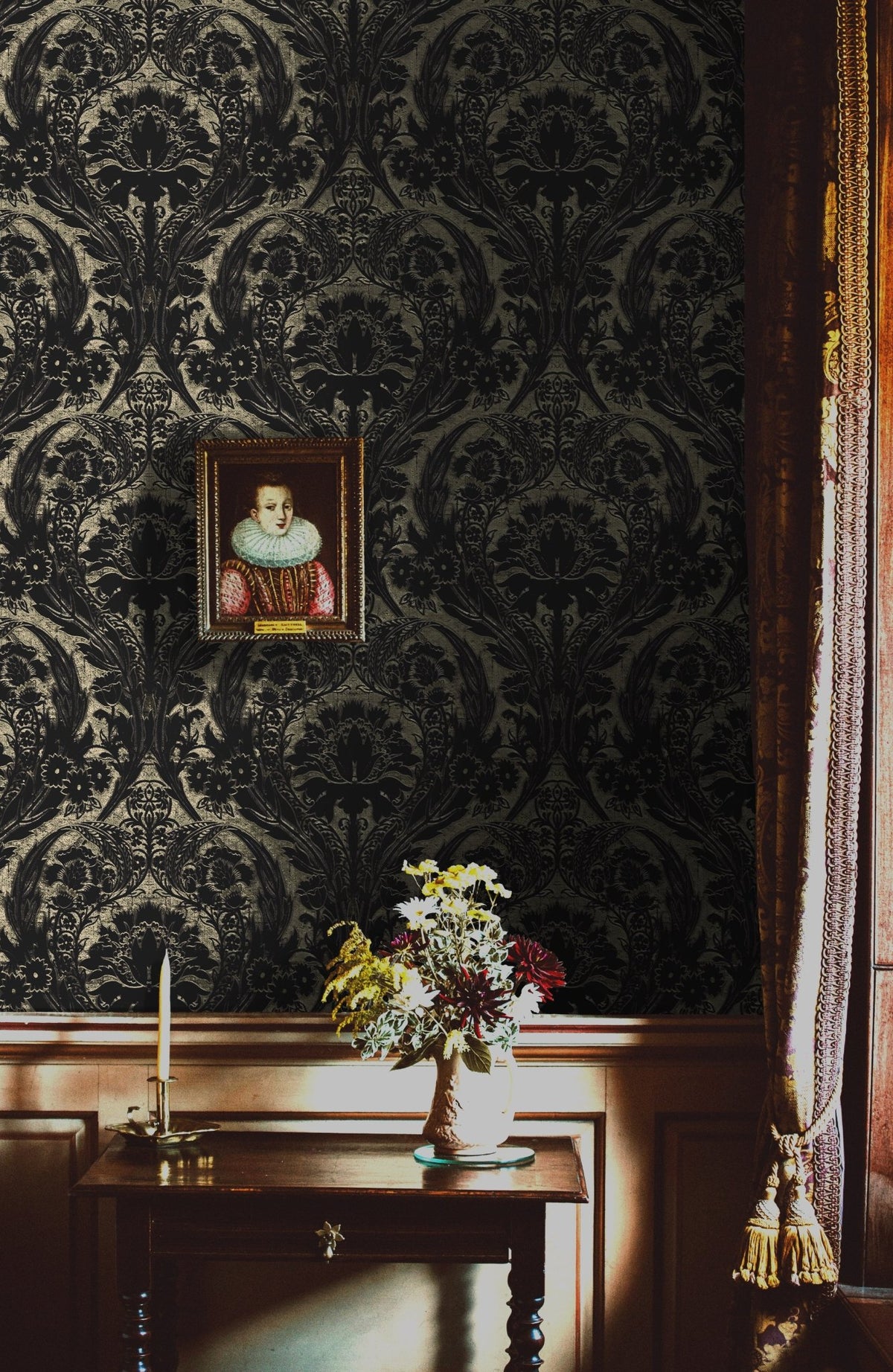 Morrissey Black Gold Gothic Wallpaper MF10899 - Mayflower Wallpaper