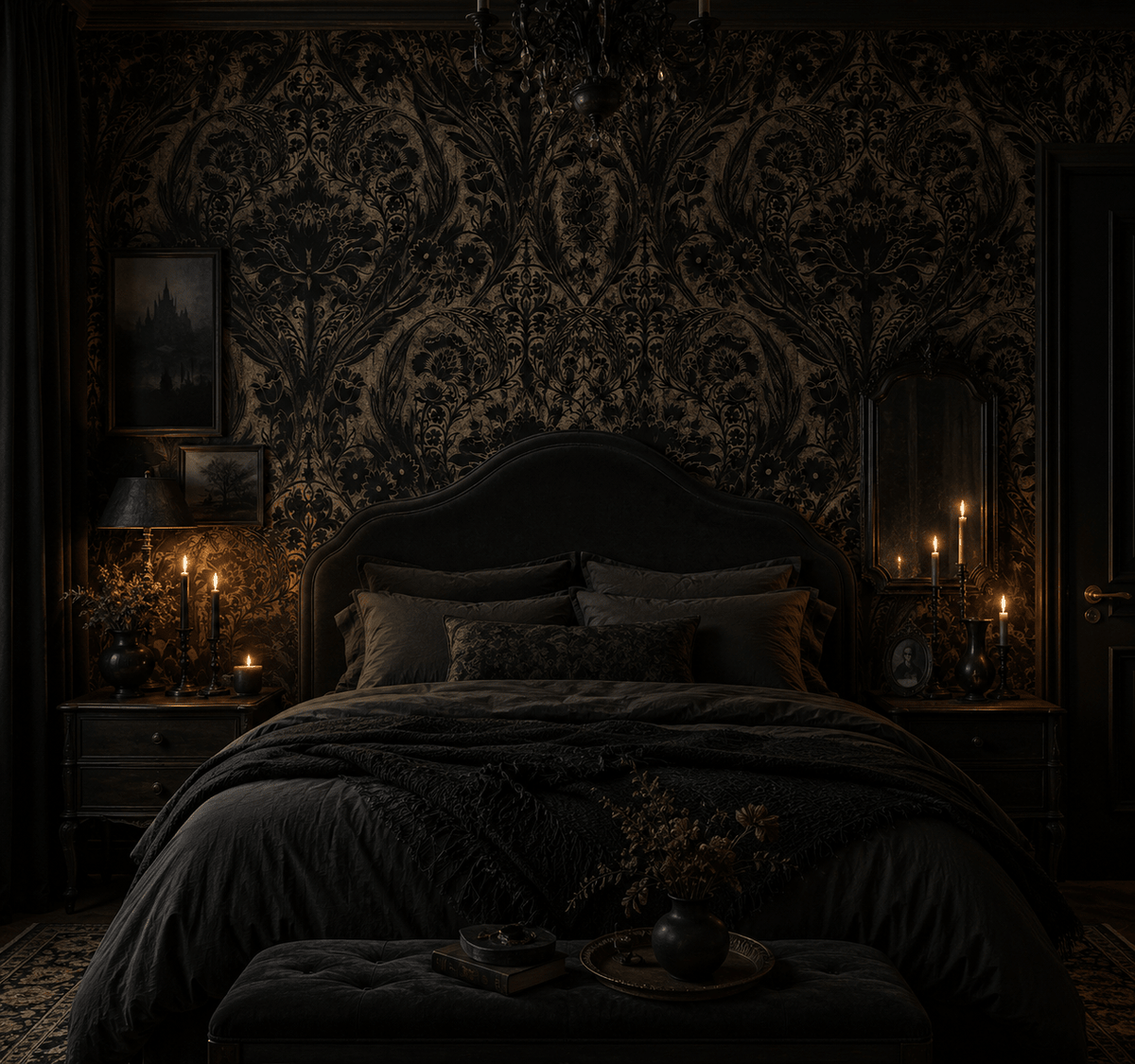 Morrissey Black Gold Gothic Wallpaper MF10899 - Mayflower Wallpaper