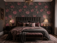Morrissey Flower Victorian Arts & Crafts Wallpaper in Raspberry FJ41280 - Mayflower Wallpaper