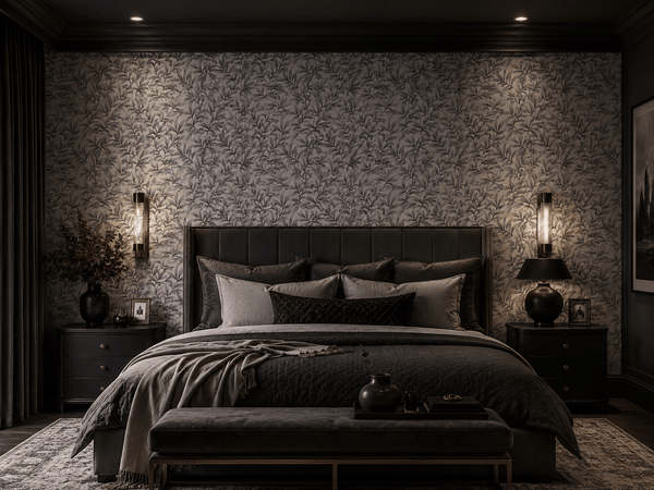 Morrissey Leaf Victorian Arts & Crafts Wallpaper in Pewter FJ41880 - Mayflower Wallpaper