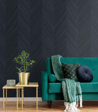 Navy Blue Chevron Wood Embossed Vinyl Wallcovering TS82102 - Mayflower Wallpaper