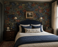 Nightingale Garden Victorian Bird & Floral Wallpaper in Midnight MF13089 - Mayflower Wallpaper