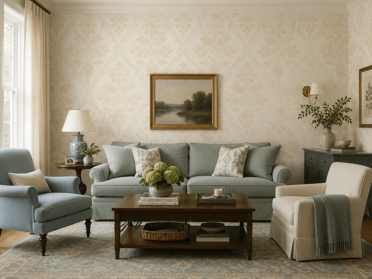 Orchard Victorian Floral Wallpaper in Cream and Gold MF61008 - Mayflower Wallpaper