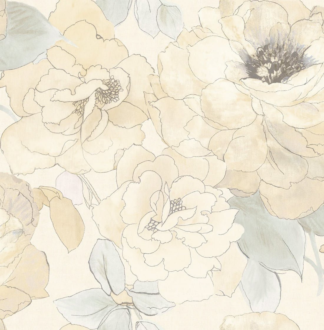 Gray and White Floral Wallpaper – Mayflower Wallpaper