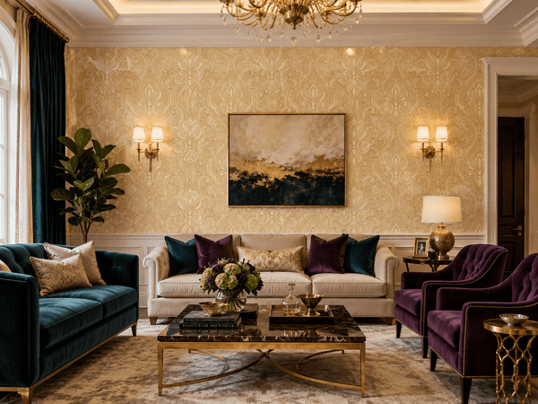 Persia Victorian Ikat Wallpaper in Gold MF41405 - Mayflower Wallpaper