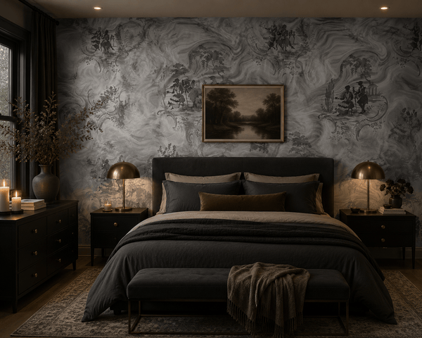 Platinum Modern Toile Wallpaper Smoke Date FJ41309 - Mayflower Wallpaper