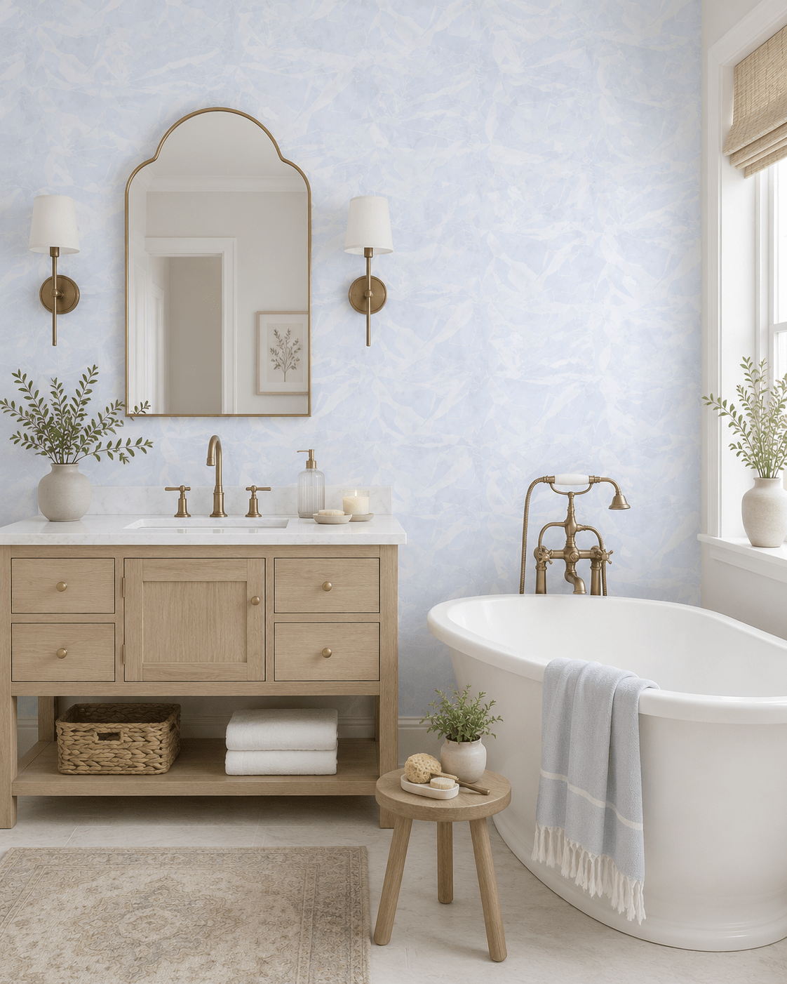 Powder Blue Minimalist Wallpaper Glass FJ30008 - Mayflower Wallpaper