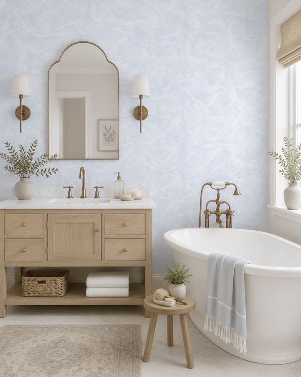 Powder Blue Minimalist Wallpaper Glass FJ30008 - Mayflower Wallpaper