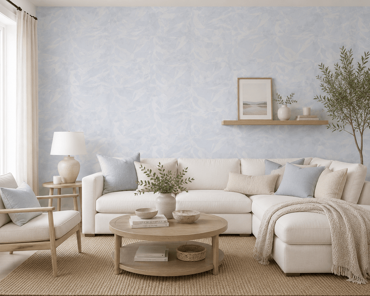 Powder Blue Minimalist Wallpaper Glass FJ30008 - Mayflower Wallpaper