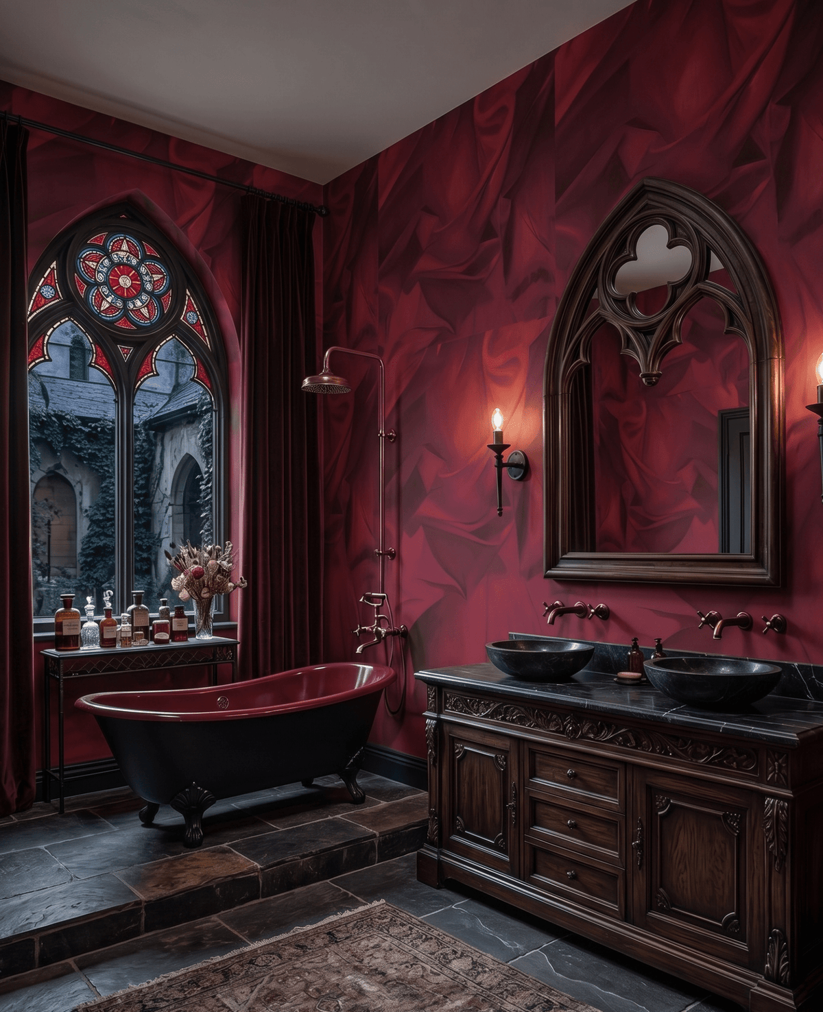 Rose Red Painterly Wallpaper Sheets FJ110216 - Mayflower Wallpaper