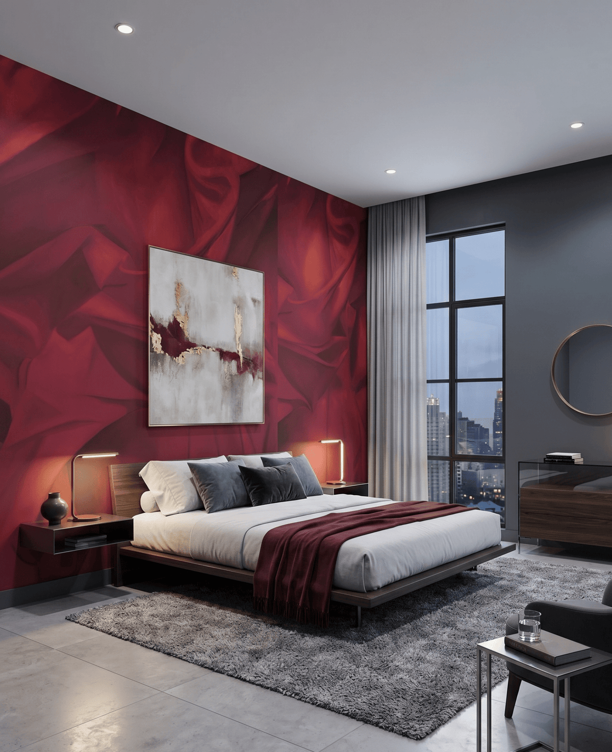 Rose Red Painterly Wallpaper Sheets FJ110216 - Mayflower Wallpaper