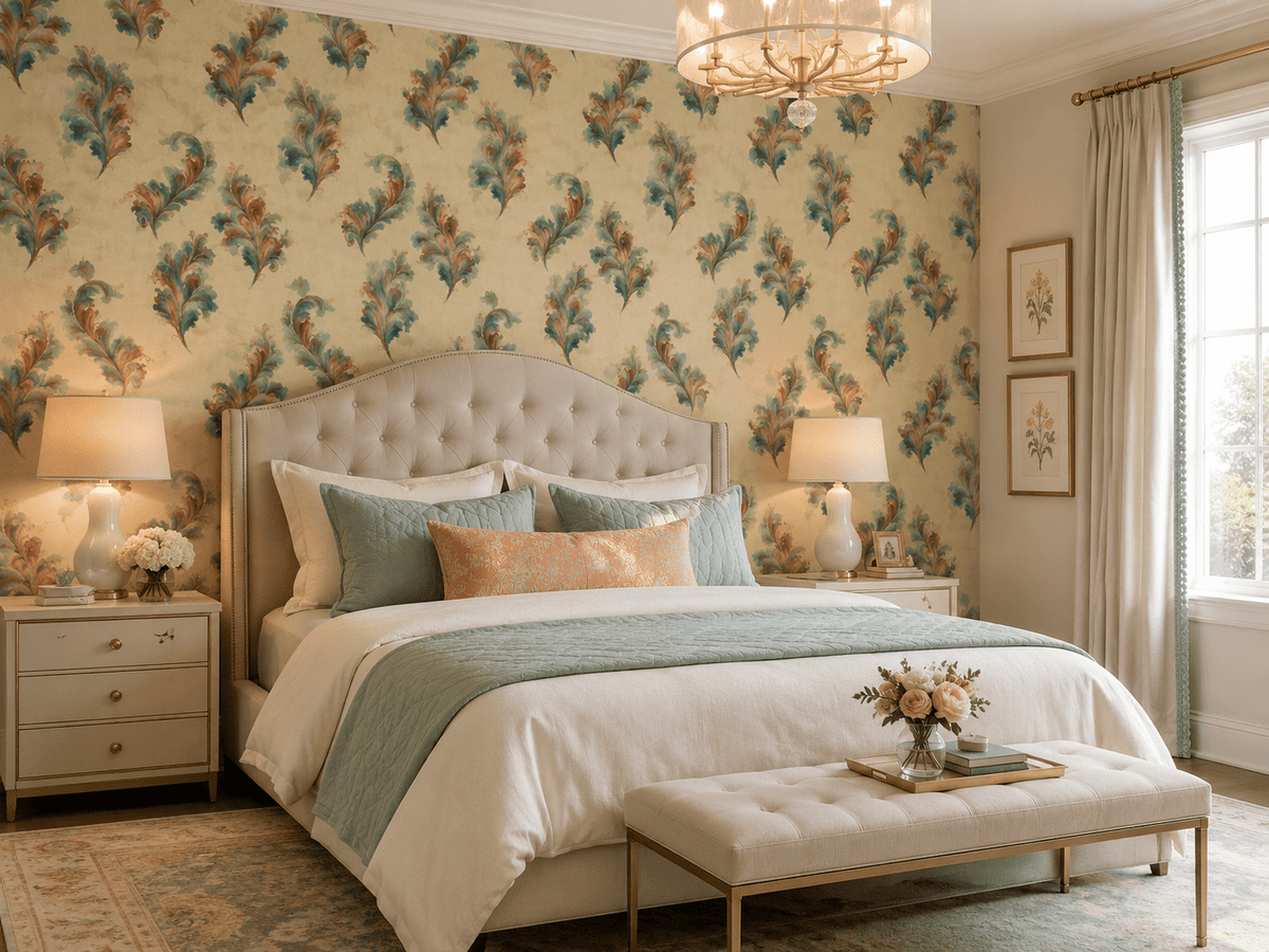 Scarlett O'Hara Victorian Floral Wallpaper in Gold MF81102 - Mayflower Wallpaper