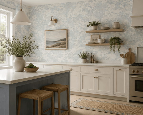 Slate Blue Abstract Wallpaper Lichen FJ30312 - Mayflower Wallpaper
