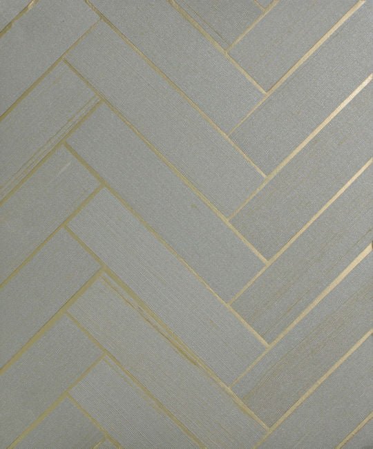 Smart Grey and Gold Chevron Tiled Real Grasscloth NS51605 - Mayflower Wallpaper