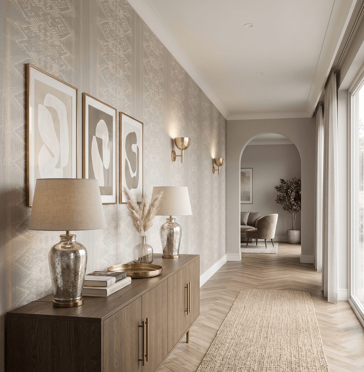 Taupe Abstract Wallpaper Provender MF70708 - Mayflower Wallpaper